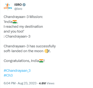 Chandrayaan-3 tweet