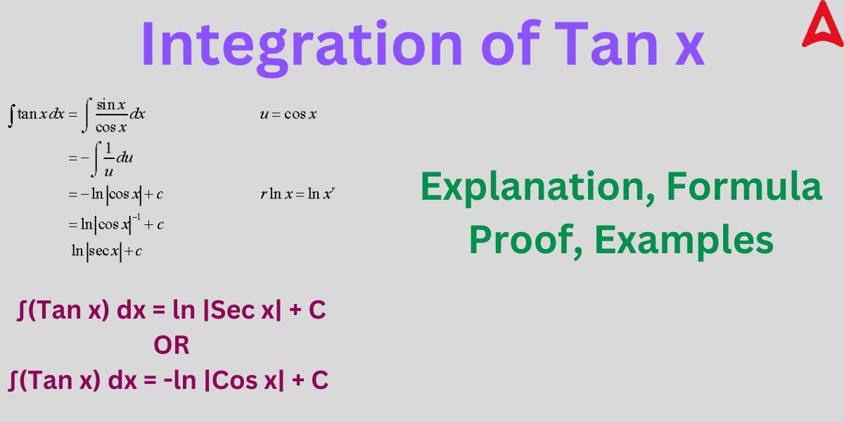 Integration Of Tan X Explanation Formula Proof Examples