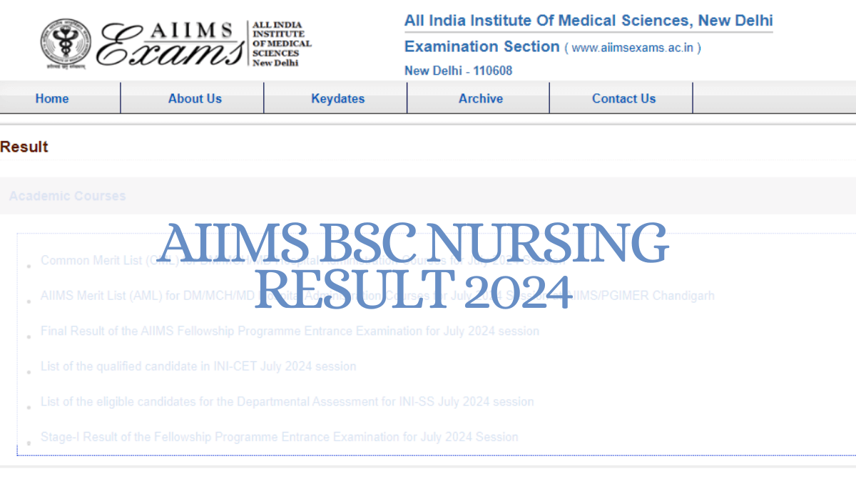 AIIMS BSc Nursing Result 2024 Out, Check Cut Off, Overall Rank, How To