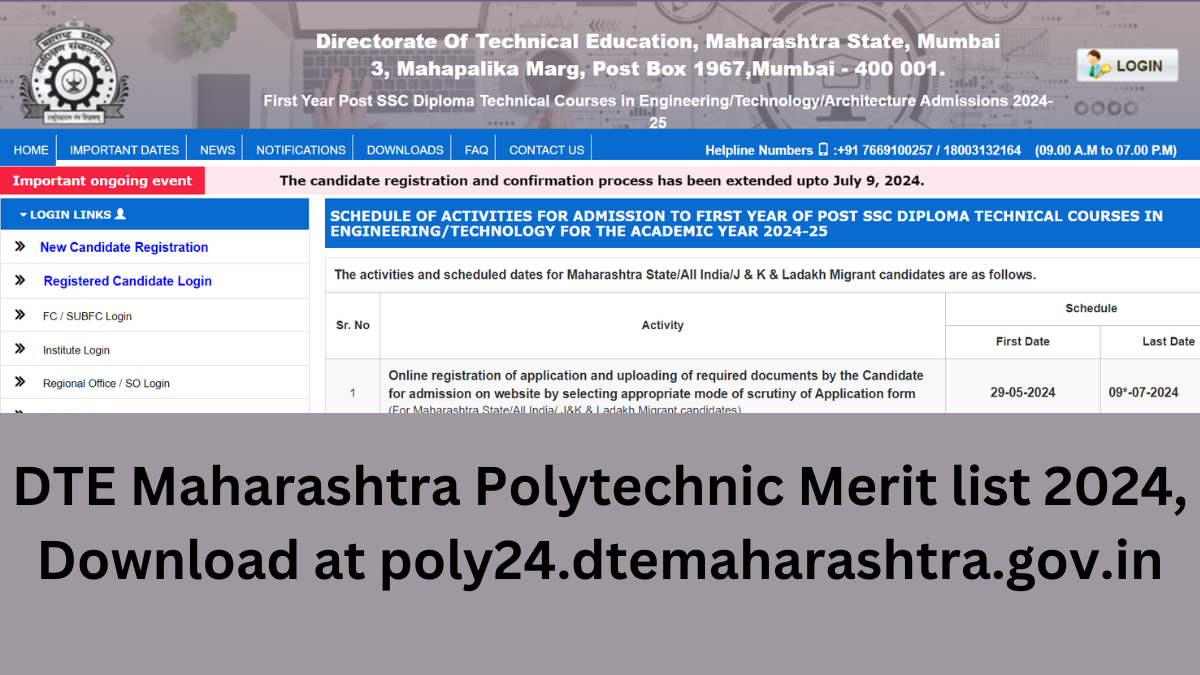 DTE Maharashtra Diploma Merit list 2024 Out soon at poly24